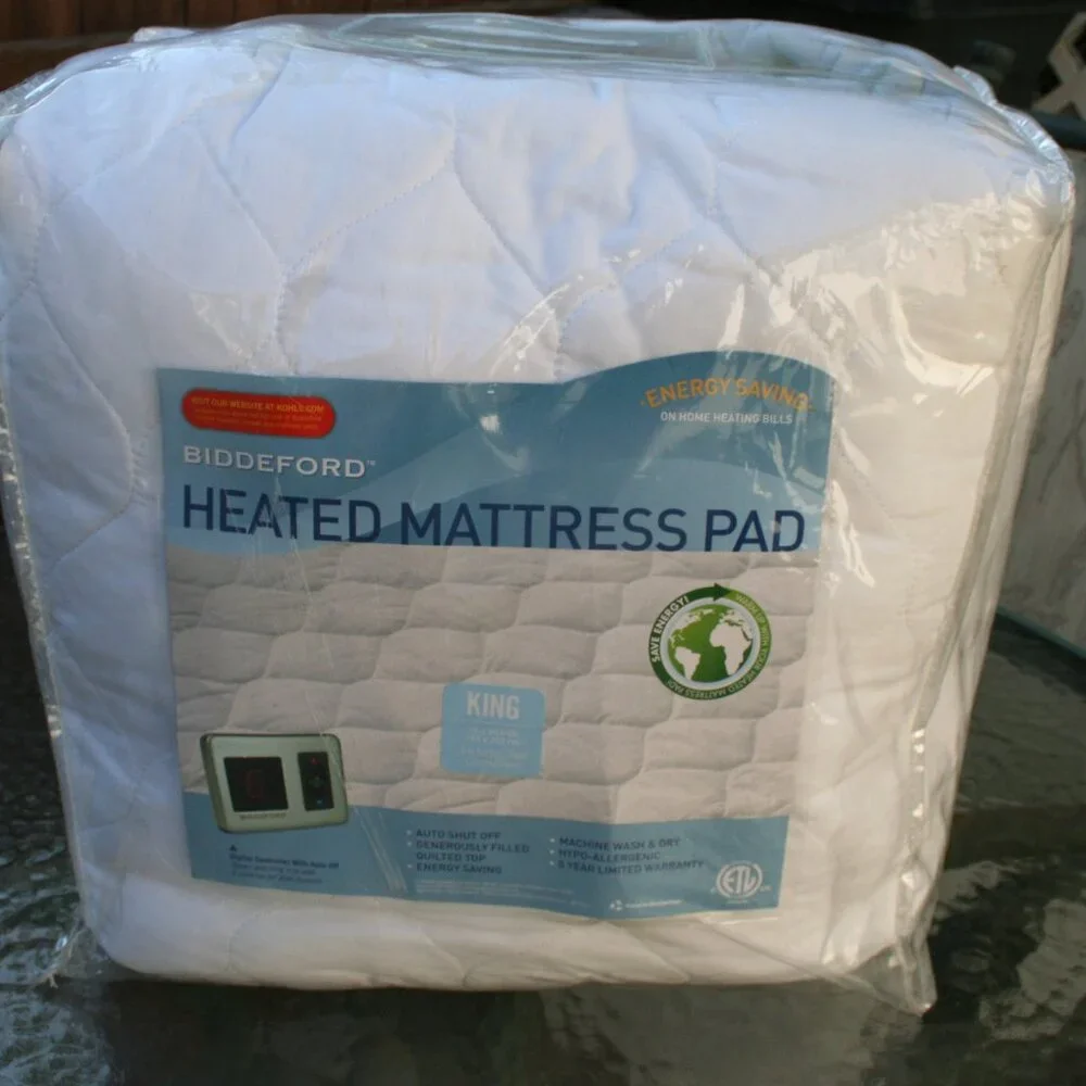 KING Biddeford Quilted Heated Mattress Pad Cover with (2) Digital Controllers